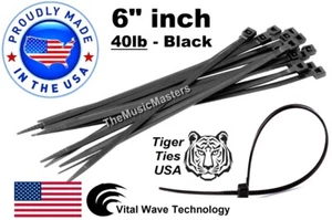 5000 schwarze 6" Zoll Draht Kabelbinder Zip Binder Nylon Tie Wraps 40 Pfund hergestellt in den USA Tiger Binder - Bild 1 von 12