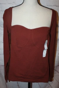 * Neu mit Etikett Future Collective Reese Blutstein Burnt Orange L/S Herzausschnitt Korsett Top XL - Bild 1 von 3