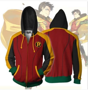 Teen Titans Robin Cosplay Costume Hoodie Zip Up Jacket Halloween Outfit - Picture 1 of 4