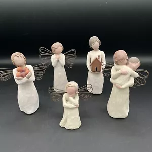 Lotto Angeli Albero Salice - 5 Figurine - Salute, Auguri, Casa, Pazienza, Abbraccio - Foto 1 di 7