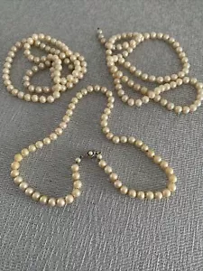 Vintage Cultured Pearls Necklace Sterling silver Clasp Cream Color 1940’s Pearl - Picture 1 of 13