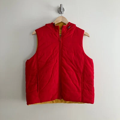 Chaleco deportivo Jones New York para mujer L rojo y amarillo bolsillos reversibles con capucha Foto 1 de 4