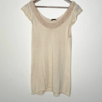 Blusa túnica Magaschoni crema seda mezcla algodón cuello ancho - Para mujer US LG Foto 1 de 4