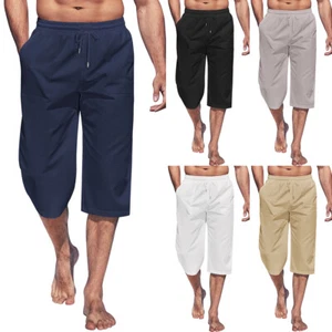 Herren 3/4 Capri Hose Bermudas Shorts Kordelzug Kurze Hosen Cargohose Strandhose - Bild 1 von 18