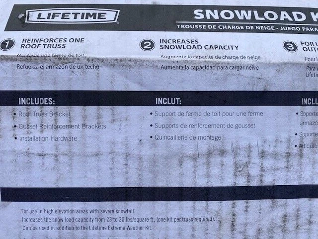 Lifetime 60045 Shed Snow Load Kit