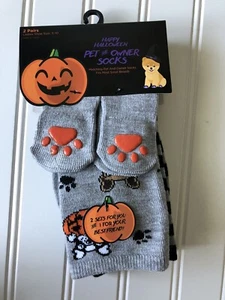 Calze abbinate Halloween per animali domestici e proprietari NUOVE 2 paia cane francese taglia 5-10 - Foto 1 di 13