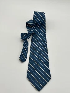 NWOT - BROOKS BROTHERS MAKERS SILK MEN'S TIE - BLUE /YELLOW/ LT. BLUE STRIPE - Picture 1 of 4