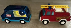 Camión de bomberos de juguete vintage Buddy L Bubble Van azul y vintage Tootsie - Imagen 1 de 10