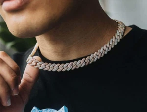 Classy Solid 935 Argentium Silver & Bright White Sapphire Modern Cuban Chain - Picture 1 of 7