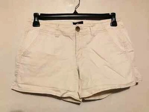 Pantaloncini donna American Eagle 6 panna avena chino denim elasticizzato tasche corte - Foto 1 di 4