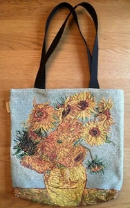 BELGIAN TAPESTRY LARGE SHOPPING TOTE BAG 46CM X 46CM, VAN GOGH SUNFLOWERS - Picture 1 of 8