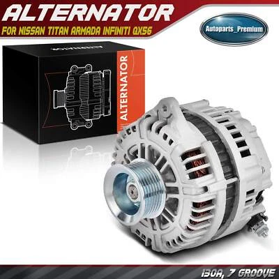 Alternador para Nissan TITAN Armada INFINITI QX56 4.0L 5.6L 130 A/12 V CW 7Groove - Imagem 1 de 4