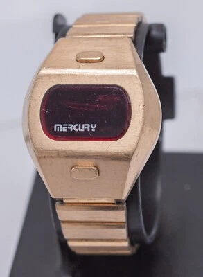 Raro - Reloj LED Botón Frontal Mercurio Tamaño Mediano 33mm - ¡Movimiento Corroído! AS-IS Foto 1 de 4