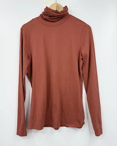 Peruvian Connection Pullover Women Shirt L Burnt Orange Long Sleeve Cotton top - Picture 1 of 6