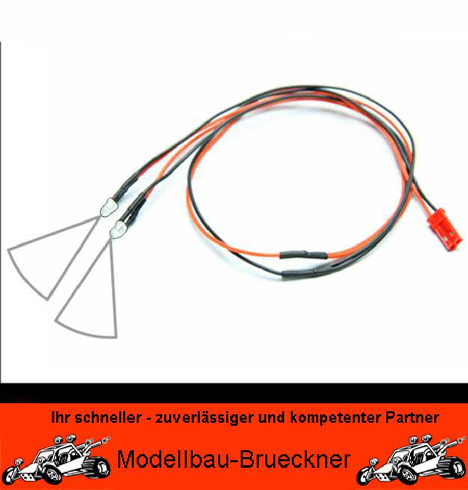2 LED 3 mm weiß 5 - 10 Volt fertig verlötet BEC Beleuchtung RC CAR FG Boot - Bild 1 von 1