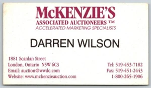 Business Card London ON McKenzie's Associated Auctioneers Darren Wilson - Picture 1 of 2