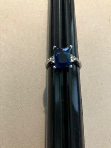 Auffällige echte blaue Saphir CZ Silber Ringe Gr. 7 - Bild 1 von 7