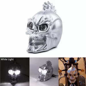 Motorcycle Silver LED Skull Headlight Lamp For Harley Choppers Cruiser Custom - Picture 1 of 9