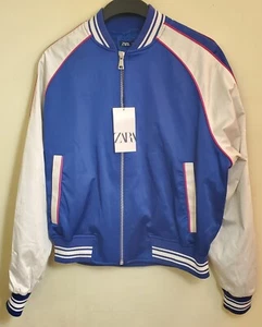 Zara Herren Satin Bomberjacke mit gesticktem Spruch Größe M - Bild 1 von 6