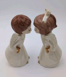 Vintage Pair Of Kissing Angels Excellent Beige Gold - Picture 1 of 10