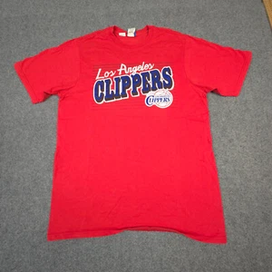 vtg LA Clippers Shirt Mens LARGE red short Sleeve basketball adidas nba Size L - Picture 1 of 12