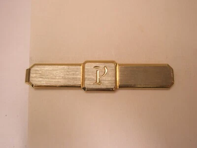 P Monogram Initial Letter Vintage SWANK Tie Bar Clip peter paul phil prince phat - Image 1 of 4