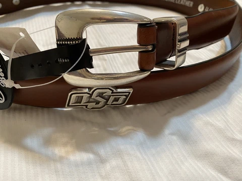 Brown Leather Belt With Oklahoma State University Conchos 28, 30, 32, 46 Cover