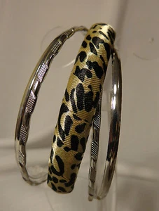LEOPARD SPOT BANGLES ASSORTED SILVER TONE BANGLES - Picture 1 of 3