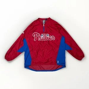 Majestic Phillies 1/4 Zip Red Pullover Windbreaker Cool Base MLB Men Size XL - Picture 1 of 14
