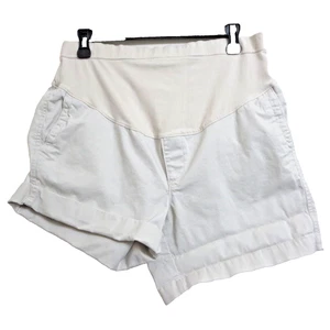 Old Navy Beige Maternity Chino Shorts 5" Inseam Size 10 Cotton Spandex Pockets - Picture 1 of 11