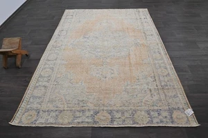 Alfombra Oushak Turca Vintage 6x8 Kilim Alfombra Anatolia Hecha a Mano Boho Decoración NARANJA - Imagen 1 de 10