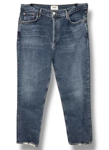 Agolde Riley Long Straight Leg Button Fly Jeans Gr. 32 High Waist Medium Wash - Bild 1 von 7