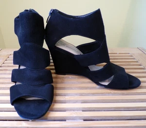 VIA SPIGA Vero Cuoio Made in Italy Black Women's Wedge Heel Shoes Size 6M - Picture 1 of 11