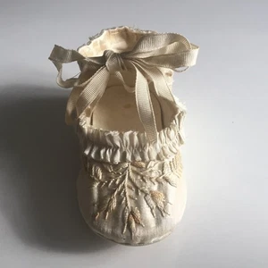 ANTIK MINIATUR PUPPENSCHUH Handarbeit ca. 1840 Wunderschön - Bild 1 von 9