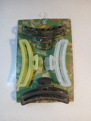 Paquete de 4 pinzas para el pelo de tiburón verde gris nuevas Foto 1 de 4