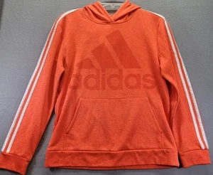 Adidas Hoodie Boys Large (14-16) Orange White Sweatshirt Sweater Stripes Soccer - Picture 1 of 10