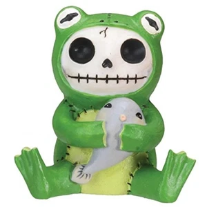 Furrybones Froggie Skeleton Dressed in Frog Costume with Tadpole Figurine New - Picture 1 of 2