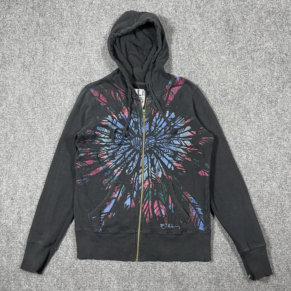 Vintage Y2K Billabong Zip Up Faded Black Hoodie Womens Medium 0935 - Image 1 of 4