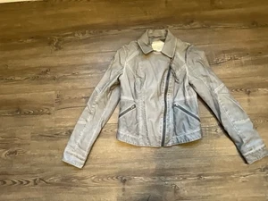 Anthropologie Faux Leather Jacket Grey size Xs (Hei Hei Brand) - Foto 1 di 5