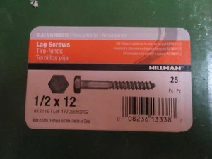 Hillman 812119 feuerverzinkte Sechskantschrauben, 1/2 x 12 Zoll, 25 kt Packung - Bild 1 von 4