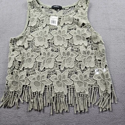 Кружевная богемная майка укороченная Misses большая зеленая Ambiance цветочный инди - Изображение 1 из 4