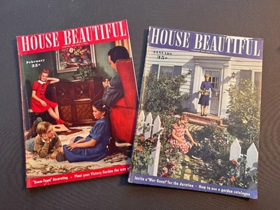 HOUSE BEAUTIFUL MAGAZINE Jan/Feb 1943 - Home Decor, Vintage Ads, Gardening - Image 1 of 4