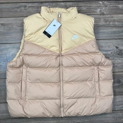 Nike Therma FIT Women's XL Puffer Vest Down Fill Loose Fit Beige NEW $150 - Image 1 of 4