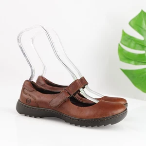 Born Womens Mary Jane Shoes Size 7.5 Brown Leather Comfy Flats Lug Sole Platform - Foto 1 di 16