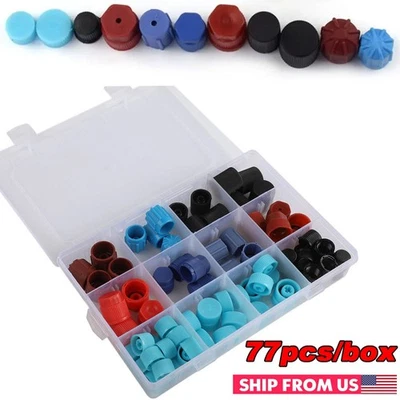 77Pcs/Set Car A/C R134A R12 High Low Side Valve Core/Service Port Dust cap H2P5^ Foto 1 de 4