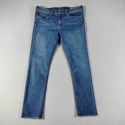 Rag & Bone Jeans Womens 32 Blue Ankle Skinny Stretch Lucky Rouge Distressed Hem - Image 1 of 4