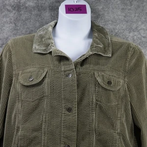 J.Jill Jacke Damen XL olivgrün Cord Samtbesatz Trucker Knopfleiste - Bild 1 von 8
