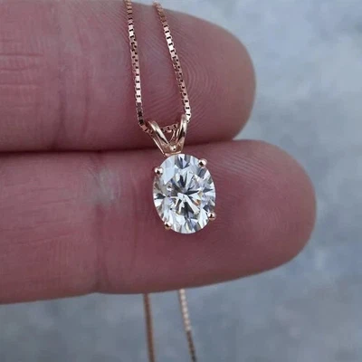 5.00 Ct Certified Lab Grown White Diamond Solitaire Pendant Oval Cut - Image 1 of 4