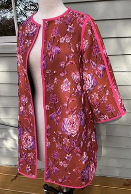 Casaco Raro Avis By Iris Apfel rosa vermelho tamanho grande aberto tamanho P novo com etiquetas - Imagem 1 de 4