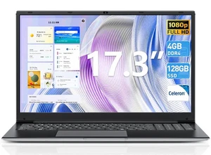 SGIN 17.3" Laptop 4GB RAM 128GB SSD Notebook with IPS Full HD Up to 2.0GHz - Picture 1 of 10